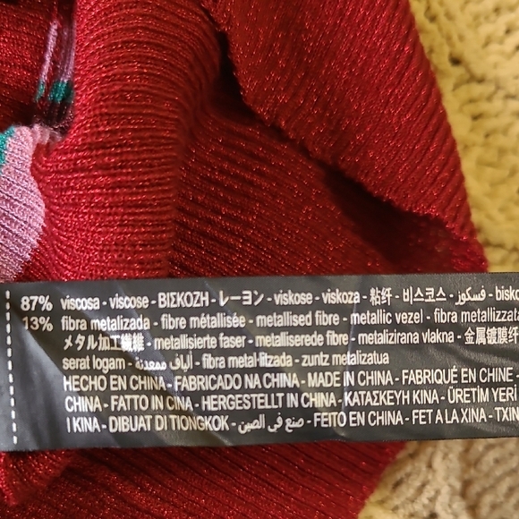 Zara Red Multi-Color Striped Shimmer Thread Cardigan - Size S - Picture 6 of 6